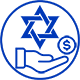 Donation icon with open hand to promote monthly donations for the Abayudaya Jewish community